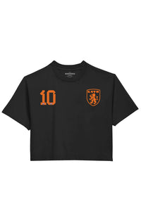 Womens Graphic Crop Top - Netherlands on Black