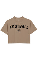 Womens Graphic Crop Top - Football on Brown