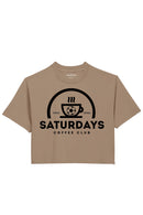 Womens Graphic Crop Top - Saturdays on Brown